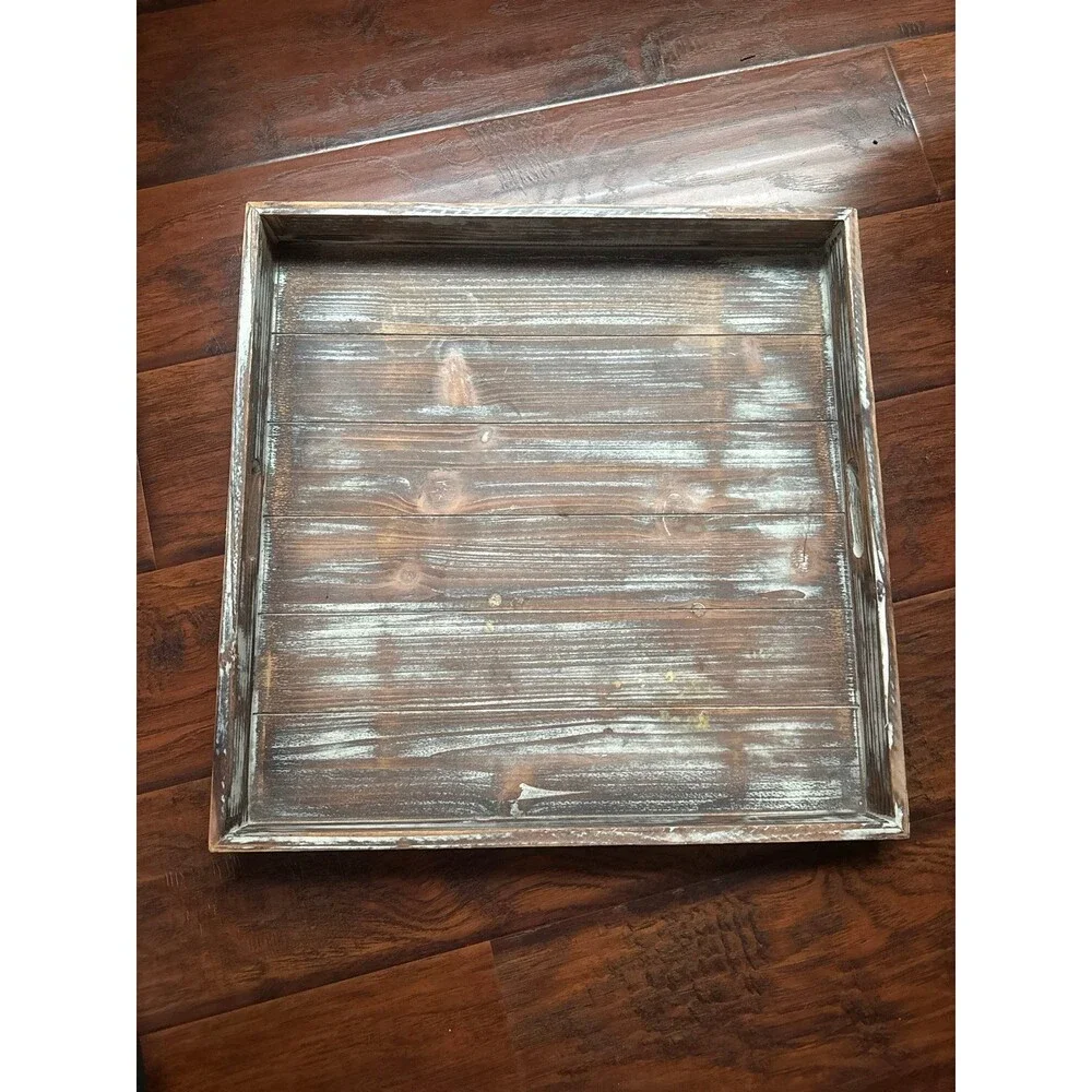 Large 20” Rustic Farmhouse Decorative Wooden Tray